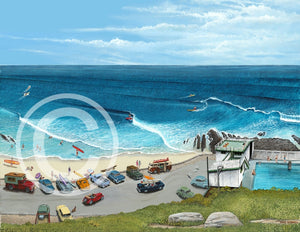 Surfing Snapper Rocks By Garry Birdsall - Surf Art - 11x14" Mattered Print