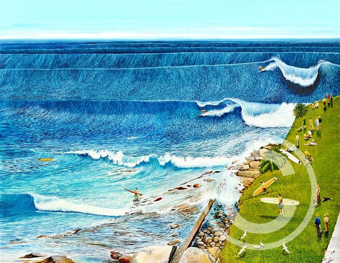 Cronulla Point Goin Off - Gary Birdsall Surf Art- 11x14
