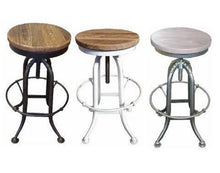 Load image into Gallery viewer, Industrial Metal Swivel Stool - with Elm Seat