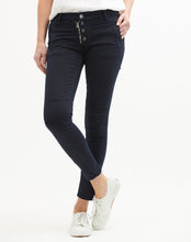 Load image into Gallery viewer, Italian Star Classic Button Jeans Black- Back Zip Pockets