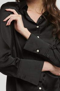 Silky Satin Shirt in Black