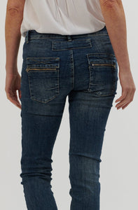 Italian Star Classic Button Denim Jeans - Back Zip Pockets