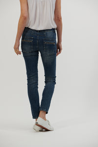 Italian Star Classic Button Denim Jeans - Back Zip Pockets
