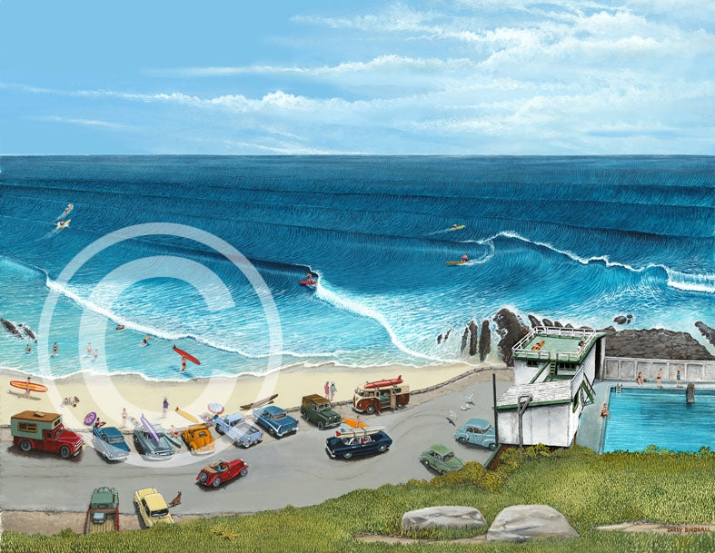Surfing Snapper Rocks By Garry Birdsall - Surf Art - 11x14