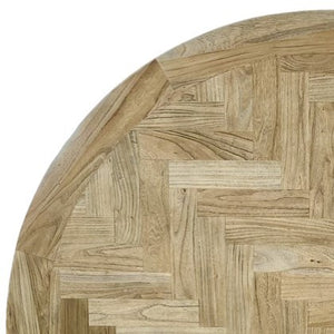 Brussels Round Dining Table Recycled Elm Timber - White Leg & Natural Top