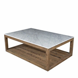 Denver Coffee Table - Marble and Oak Wood Frame