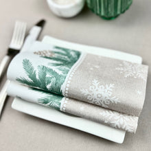 Load image into Gallery viewer, Winter Forest Green Airlaid Paper Napkins 50pk