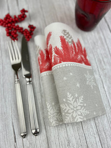 Winter Forest Red Airlaid Paper Napkins 50pk