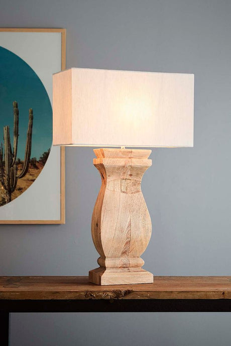 George Wooden Ballister Table Lamp with Shade