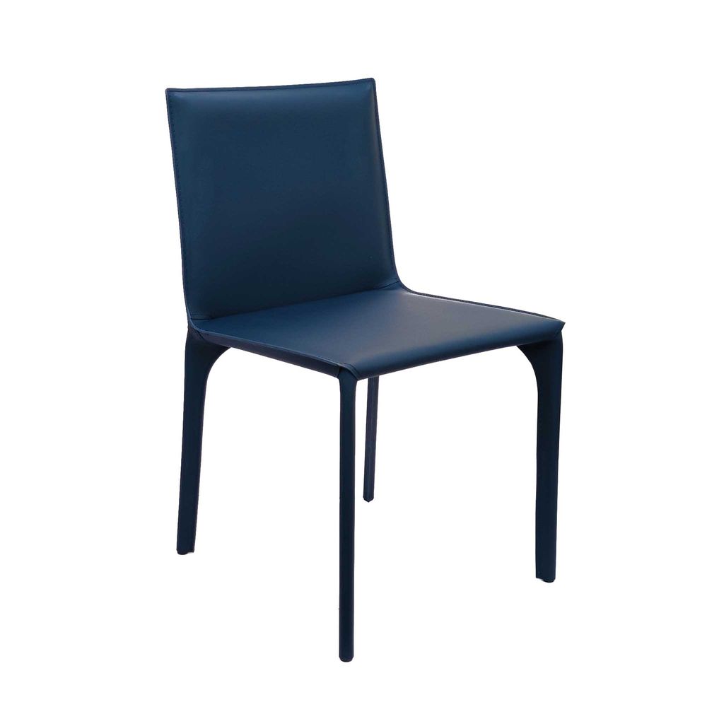 Giano Leather Dining Chair Blue
