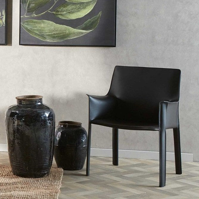Hansom Dining Arm Chair in Black
