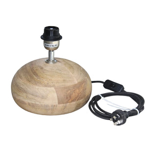 Pebble Wood Base Table Lamp with Shade Small