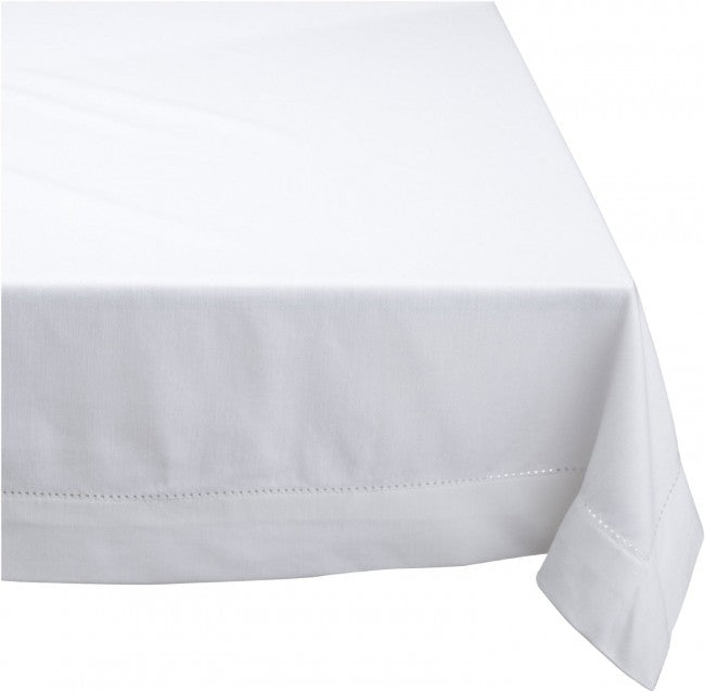 Table Cloth With Hemstich Boarder - White