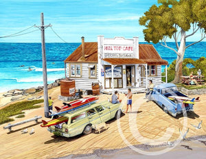 Gary Birdsall Surf Art - The Hill Top Cafe - 11x14" Mattered Print - Cronulla Living