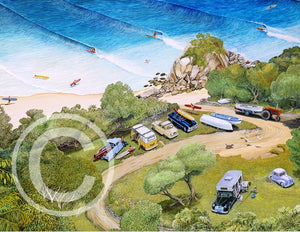 Gary Birdsall Surf Art - The Pass At Byron Bay - 11x14" Mattered Print - Cronulla Living
