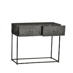 Wooden 2 Drawer Console Table Angular - Black
