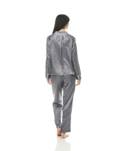 Load image into Gallery viewer, Satin Geo Pyjama Set in Ivory Steel by Gingerlilly Sleepwear