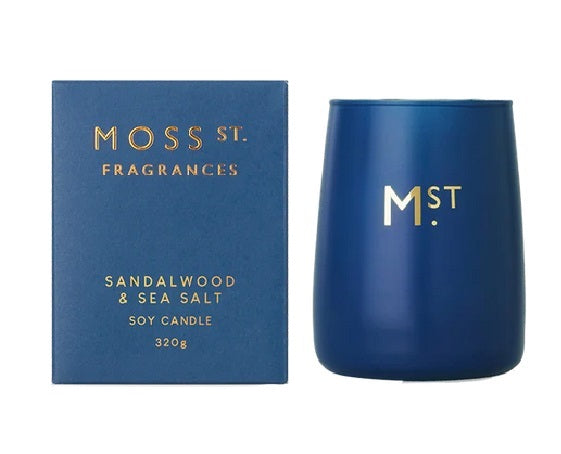 Moss St Fragrances - Sandalwood & Sea Salt Scented Soy Candle 320g - Cronulla Living