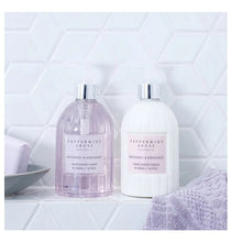 Load image into Gallery viewer, patchouli &amp; bergamot hand &amp; body cream 500ml and hand &amp; body wash 500ml by peppermint grove