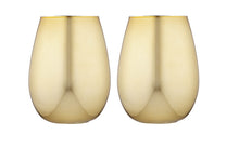Load image into Gallery viewer, set of 2 gold coloured tumbler glasses