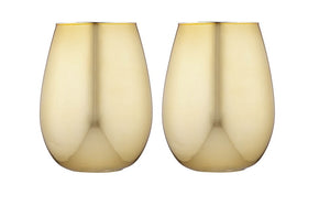 set of 2 gold coloured tumbler glasses